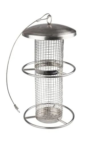 Windhager Vogelfuttersilo Pick-Up, Vogelhaus, Futterhaus für Vögel, Vogelhäuschen, Vogelfutterstation zum Aufhängen, Vogel-Silo, 07953, Silber