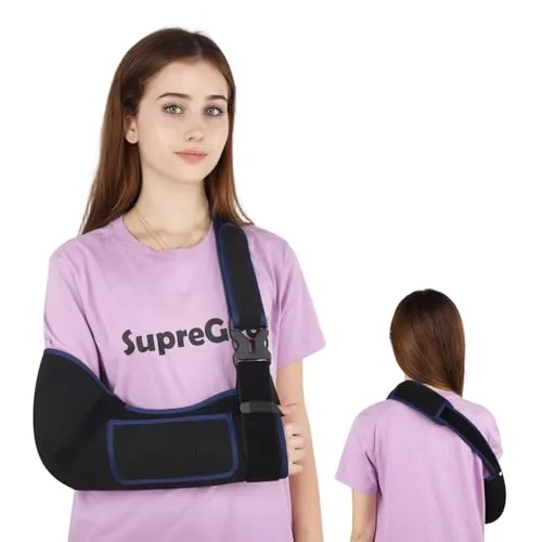 supregear Armschlinge für Schulterverletzungen – Bequeme, Atmungsaktive Schulterfixierung für Damen & Herren, bei Rotatorenmanschettenriss, Bruch, Luxation oder Zerrung, Schwarz + Dunkelbau, Größe S