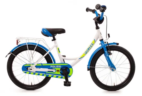 Bachtenkirch Polizei Fahrrad 18 Zoll - Hochwertiges Kinderfahrrad für Jungen und Mädchen ab 4 Jahren, mit Rücktrittbremse und sicherheitsfördernden Features wie Reflektoren und Klingel.