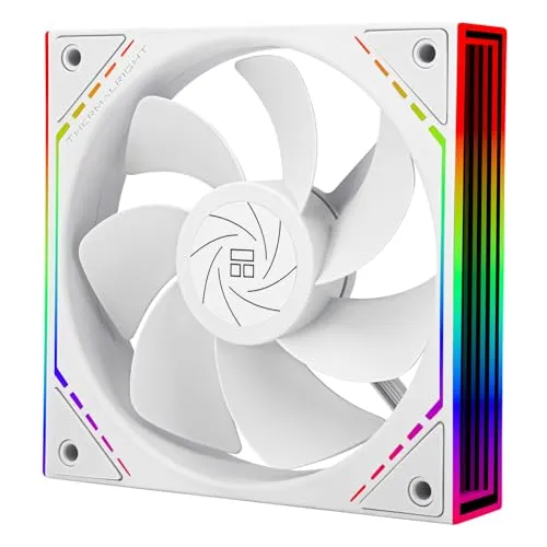 Thermalright TL-M12RW 120mm ARGB CPU Lüfter, mit 1500RPM Geschwindigkeit, Weiß Computergehäuselüfter, leiser 4-poliger PWM-PC-Lüfter,ARGB Lichteffekt mit unendlichen Spiegeln auf beiden Seiten