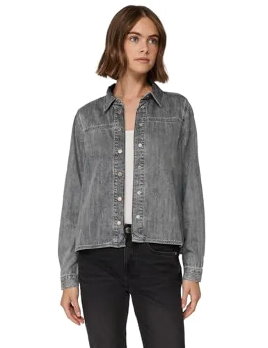 Street One Studio Damen Denim Overshirt - Funktionsjacken aus leichtem Denim mit Hemdkragen und grauer Waschung, ideal für lässige Outfits und vielseitige Kombinationsmöglichkeiten.