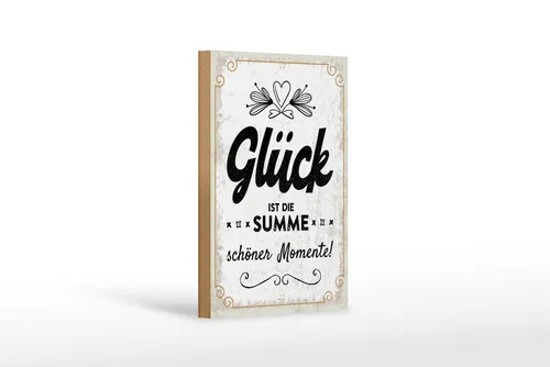 Femer GmbH Holzbild Spruch 20x30 cm Glück ist die Summe schöner Momente, (1 St), Glatte Holzfaserplatte (MDF), vorn beschichtet