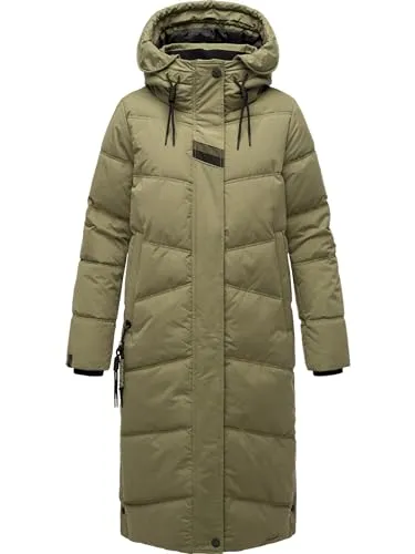 Navahoo Damen Wintermantel Kuschelmausi - Warm und Stylisch - Funktionsjacken: Eleganter, langer Steppmantel mit wasserabweisendem Material und kuscheligem Fleece-Innenfutter für optimale Wärme und Komfort im Winter.