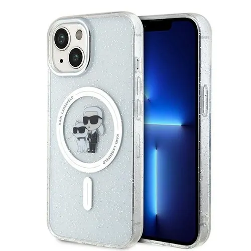 Karl Lagerfeld IML Glitter Hülle für iPhone 15 - Transparent - Taschen & Schutzhüllen, Magsafe-kompatible TPU Schutzhülle mit glitzerndem Design für stilvollen Schutz des iPhone 15.