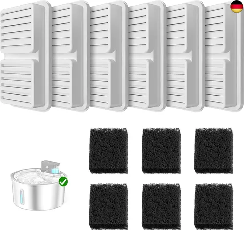 PawPoll Filter, 6 Stück Filter + 6 Stück Schaumstofffilter für 3.2L Tr