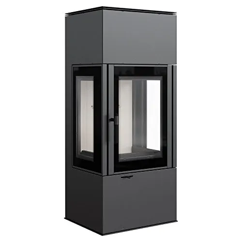 KRATKI Stahlofen THOR VIEW | 8 kW | RRØ 150 mm | Holzofen 122,4 x 52,1 x 43,8 cm | mit Verglasung | BImSchV Stufe 2, 15a B-VG | 140 kg | Kaminofen ideal für normales Zuhause & mit Rekuperation-System