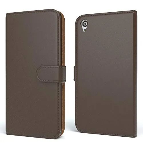 EAZY CASE Tasche für Sony Xperia Z3 Schutzhülle mit Standfunktion Klapphülle im Bookstyle, Handytasche Handyhülle Flip Cover mit Magnetverschluss und Kartenfach, Kunstleder, Braun