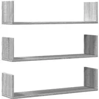 vidaXL Wandregale 3 STK. – Hängeregal für stilvollen Stauraum - Schweberegale aus robustem Holzwerkstoff, ideal für Esszimmer und Wohnzimmer. Platzsparendes Design schafft Ordnung und verwandelt Wände in Hingucker.