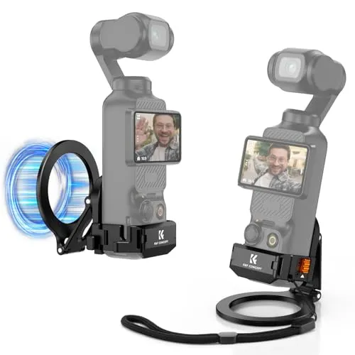 K&F Concept Magnetischer Halteständer für DJI Osmo Pocket 3, Vielseitiges Erweiterungsadapter mit 1/4'' Schraubenlöchern/Cold Shoe, 360° Einstellbare Saughalterung, DJI Osmo Pocket 3 Zubehör