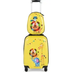COSTWAY 2tlg Kinderkoffer + Rucksack in gelb von Costway