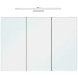 doporro Spiegelschrank Wandschrank in Hängeschrank mit LED Spiegelbeleuchtung Strahlenschön 100 cm x 70 cm