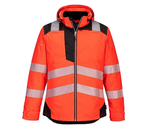 Portwest T400 Warnschutz-Winterjacke mit Kapuze - Die PW3 Hi-Vis Winterjacke überzeugt durch modernes Design und Funktionalität. Aus robustem, schmutzabweisendem Gewebe gefertigt, bietet sie optimalen Kälteschutz bis -40°C und zahlreiche praktische Taschen für sicheren Stauraum.