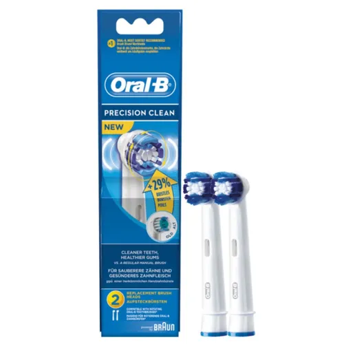 ORAL B Aufsteckbürsten - ORIGINAL - Precision Clean (2 Stück) - Ersatzbürsten für Oral-B Zahnbürsten, mit mittelharte Borsten für gründliche Reinigung und Pflege, hergestellt in Deutschland.