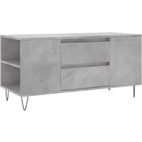 vidaXL Couchtisch Betongrau 102x44,5x50 cm - Stylischer Couchtisch aus langlebigem Holzwerkstoff mit 2 Schubladen und 4 Fächern für optimalen Stauraum. Robuste Metallbeine sorgen für Stabilität und modernen Look – perfekt für jedes Wohnzimmer!