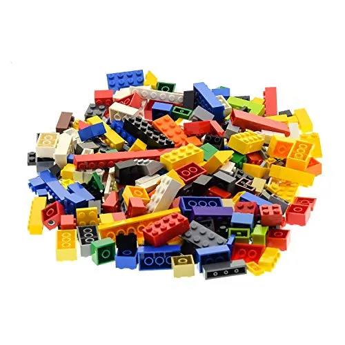 Lego System Basic Bau Steine Teile Kiloware bunt gemischt z.B. rot gelb blau grün weiß orange schwarz grau 200