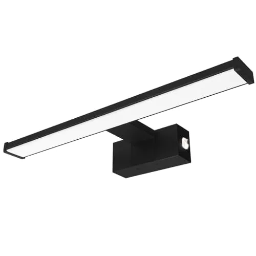 kalb | Spiegelleuchte Wandlampe, schwarz, 500mm, zur Wandmontage, wahlweise warmweiß oder neutralweiß, integrierter Netzschalter (warmweiß)