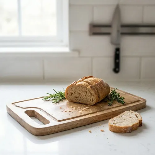 Hochwertiges Schneidebrett Holz mit Saftrille, natur Mangoholz, L.38 cm
