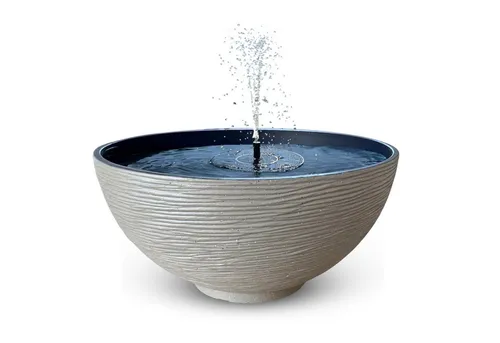 matches21 HOME & HOBBY Wasserspiel Großes 45 x 23 cm Outdoor Solar-Brunnen Set, (2 tlg), Große Schale in sand mit Solarfontäne als Garten-Brunnen