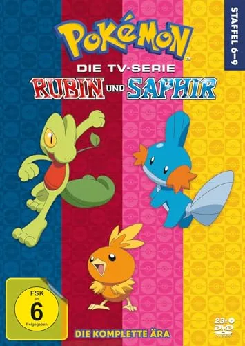 Pokémon - Die TV-Serie: Rubin und Saphir - Komplettbox (Staffel 6-9) - Filme: Erlebe 191 Episoden der beliebten Pokémon-Serie in einer exklusiven 23-DVD-Box. Begleite Ash und Maike auf ihren Abenteuern in der Hoenn-Region!
