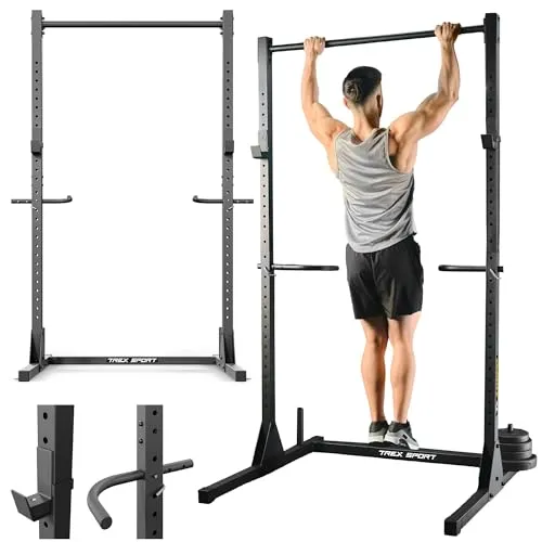 TREX SPORT Power Tower TX-100PR - Freistehende Klimmzugstange - Klimmzugstange mit Dipstation, ergonomisch geformt und bis 300 kg belastbar, ideal für effektives Heimtraining und Fitnessstudio.