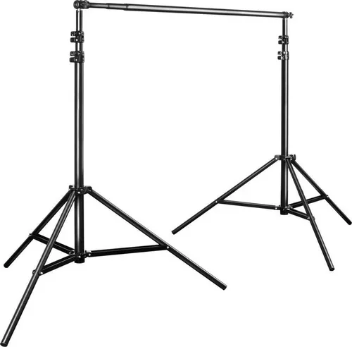 Walimex pro Teleskop Hintergrundsystem L 120-307 cm - Aufhängungen für Studio-Hintergründe, mobiles & stabiles System für perfekte Foto- & Videoaufnahmen, höhenverstellbar von 102 bis 256 cm, inklusive 2 Lichtstative und Transporttasche.