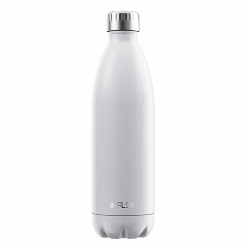 FLSK Trinkflasche WHTE Isolierflasche Thermoflasche Flasche Edelstahl Weiß 1 L