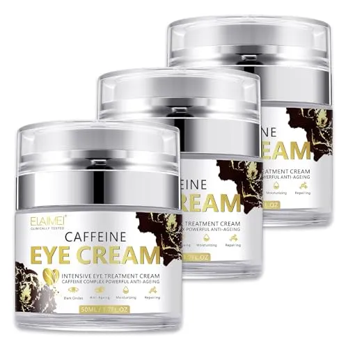 P-Beauty Naturkosmetik Augencreme mit Koffein - Anti Aging Eye Cream gegen Augenringe, Schwellungen & Tränensäcke - Feuchtigkeit & Glättung für wache Augen (3x50ml)