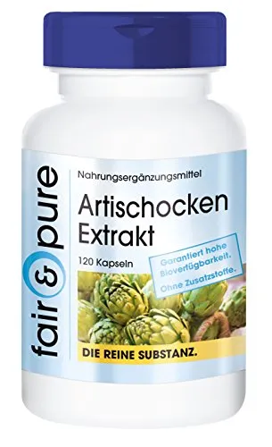 Fair & Pure® - Artischocken Kapseln - 120 Kapseln - Extrakt standardisiert auf 2,5% Cynarin - vegan - natürlich - ohne Magnesiumstearat