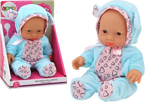 Leantoys Kleine Babypuppe, Kleidung, Mütze, Schleife, Ohren, blau