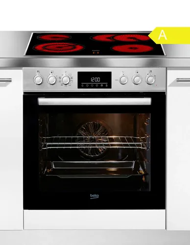 Herdset Pyrolyse Glaskeramik Edelstahl Umluft A 66L 4-Zonen Touch