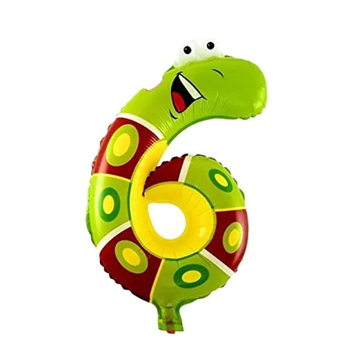 Folienballon Zahl 40 cm im Tier-Design für Luftbefüllung - für Geburtstag Hochzeit Party - Ballon im Zahlen-Design Jubiläum Geschenk Luftballon Zahlenballon riesen Nummer Deko Kinder Deko (Zahl 6)