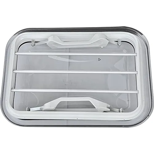 mb-m Ausstellfenster Seitenfenster Dachluke Dachfenster Dachhaube mit Schutzgitter, dunkel getönt für Pferdeanhänger