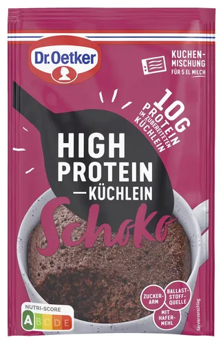 Dr Oetker High Protein Küchlein Schoko 50g - Proteinreicher Schokoladenkuchen, ideal für Fitness-Fans und als gesunder Snack in der Kategorie Pudding & Dessertmischungen.