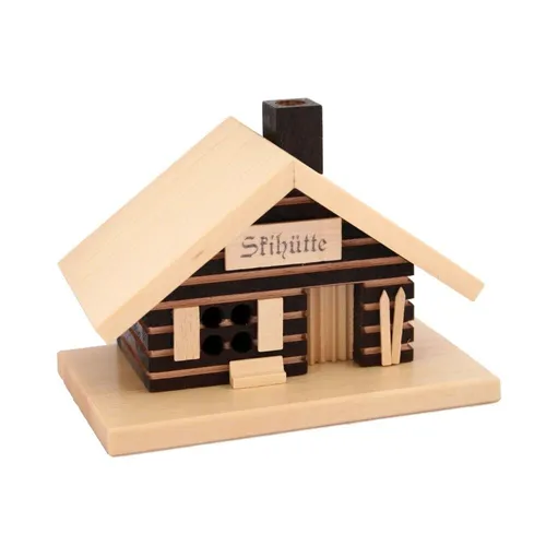 KNOX Skihütte - Räucherhaus für Räucherkerzen Größe M - Nordisch-skandinavisches Räucherhaus aus Holz, ideal für jedes Zimmer. Mit ca. 9,0 x 11,0 x 9,0 cm perfekt für Standard-Räucherkerzen. Hergestellt in Deutschland.