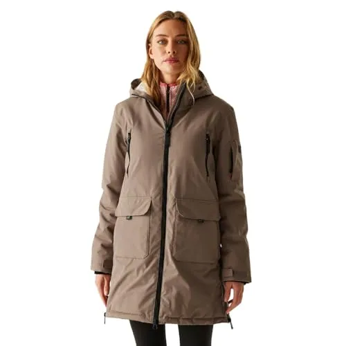Regatta Gwynn Damen-Jacke - Braune Outdoor-Jacke in Größe 36 - Wasserdichte Damenjacke aus atmungsaktivem Isotex 15000-Gewebe. Ideal für Outdoor-Aktivitäten, leicht und mit verstellbarer Kapuze für optimalen Tragekomfort.