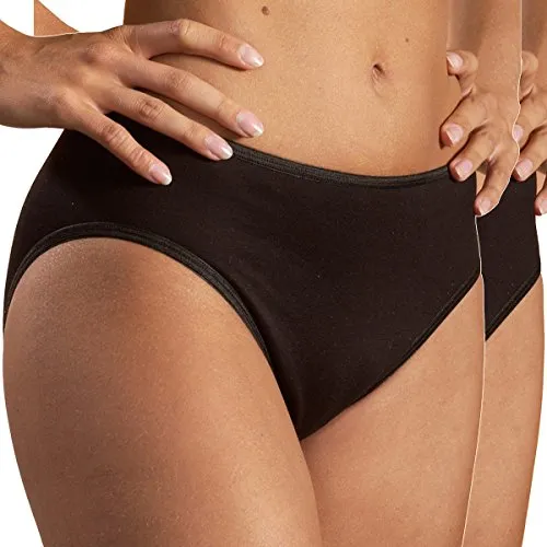 HERMKO 65031 2er Pack Damen atlethic Slip für Sport, Freizeit und Alltag, Farbe:schwarz, Größe:48/50 (XL)