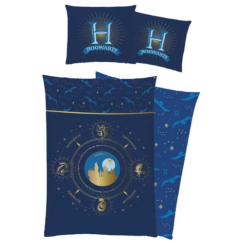 Harry Potter Bettwäsche Sternenbild | 100% Baumwolle Biber - Bettwäsche für Kinder und Jugendliche mit Wendefunktion, aus 100% Baumwolle, ÖKO-TEX STANDARD 100 zertifiziert, ideal für das Schlafzimmer und ein zauberhaftes Schlafgefühl.