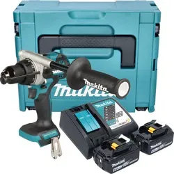 Makita DHP 492 RGJ Akku Schlagbohrschrauber 18 V - Akkuschrauber mit 141 Nm Drehmoment und bürstenlosem Motor für hohe Effizienz, inkl. 2x 6,0 Ah Akku und robustem Makpac Koffer – ideal für professionelle Anwendungen.