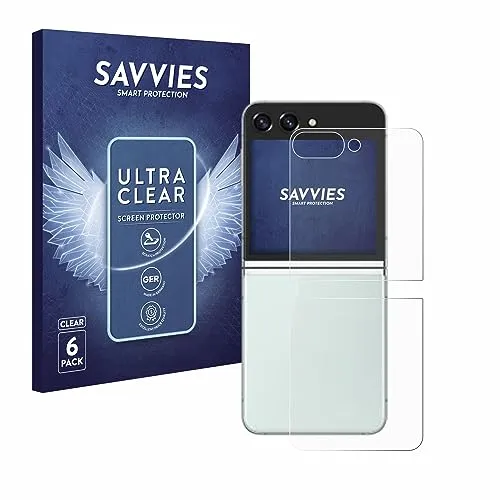 Savvies 6 Stück Schutzfolie für Samsung Galaxy Z Flip 5 (Rückseite) Displayschutz-Folie Ultra-Transparent
