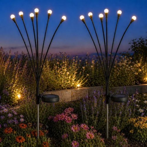 Set 2 Solar Berry 6er LED Pfahlweg-Lichter Warmweiß, IP44