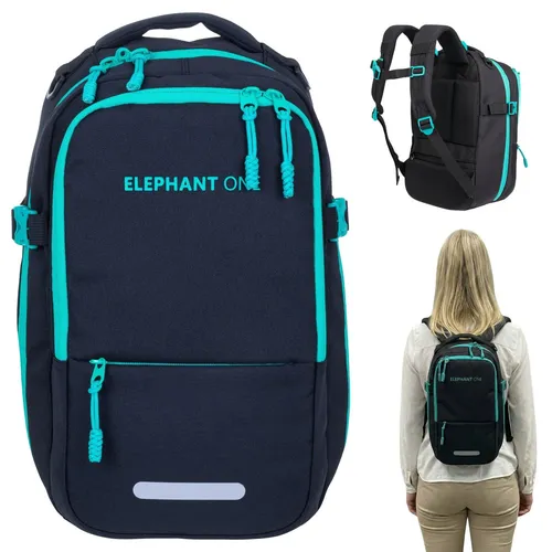 Ryanair Rucksack für Damen IATA Elephant Fly Small Travel ECO 13131 S Türkis - Leichter Handgepäck-Rucksack mit IATA-Standard, ideal für Reisen mit Ryan Air und Wizz Air. Mit Laptopfach und praktischer Trolley-Schlaufe für einfachen Transport.