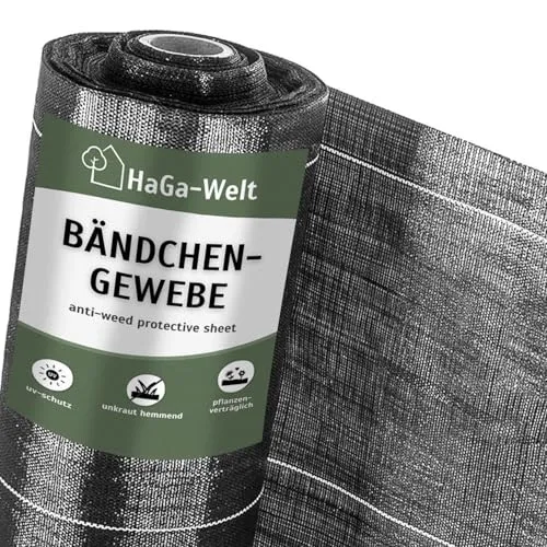 HaGa Bändchengewebe | 0,6m x 10m - 100g/m² | chemiefreier Unkrautvernichter | UV-beständig und robust für Wege & Terrasse - weniger Unkraut entfernen