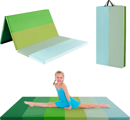 COSTWAY Klappbare Turnmatte 180x120cm – Faltbare Gymnastikmatte mit Tragegriffen - Die praktische 3-fach faltbare Gymnastikmatte ist ideal für Fitness, Yoga und mehr. Mit nur 3,6 kg leicht zu transportieren, bietet sie starke Dämpfung und eine pflegeleichte, wasserdichte Oberfläche.