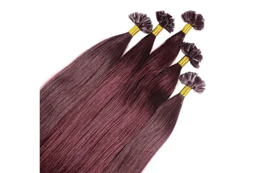 hair2heart Echthaar-Extension Premium Remy Bonding Extensions #55/66 Hellbraun Violett 60cm