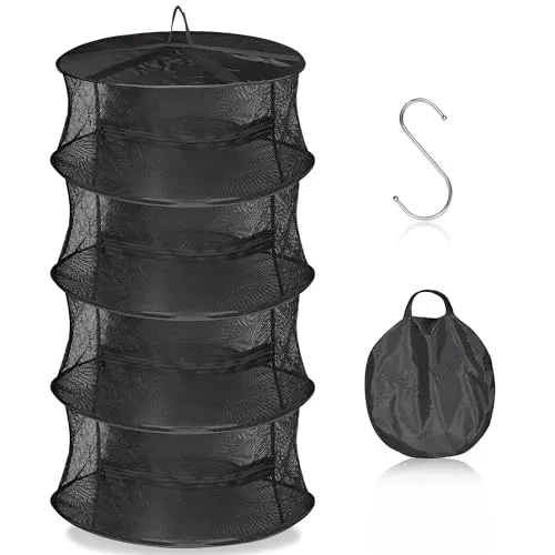 Hochwertiges Trockennetz für Kräuter – Trocknungssystem mit Reißverschluss für Grow Zelt oder Gewächshaus – Atmungsaktives, Strapazierfähiges Material – Netz für Ernte und Kräutertrocknung (4-Lagiges)