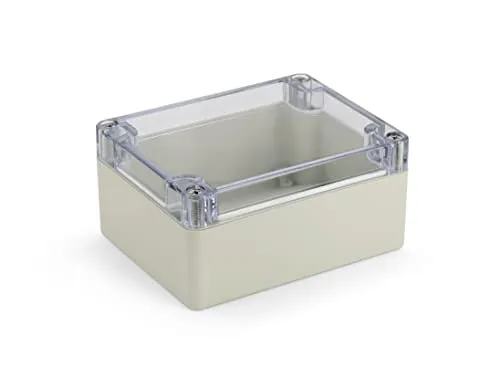 Blanko Modulgehäuse, Universal-Gehäuse aus ABS-Kunststoff mit transparentem Deckel, Mehrzweckghäuse mit Montagepunkten für Leiterplatten, IP 65 Schutzklasse, LxBxH 115x90x55 mm, Lichtgrau