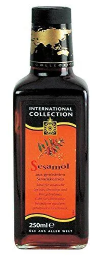 The International Collection Sesamöl 250ml - Aromatisches Speiseöl - Speiseöl mit intensivem Sesamgeschmack, ideal zum Verfeinern asiatischer Gerichte und Salate.