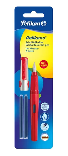Pelikan Füller Pelikano Rot Feder A (Anfänger) für Rechtshänder Blister