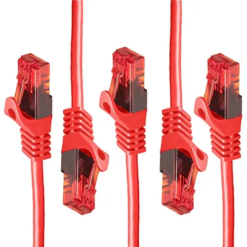 BIGtec 5 Stück – 1,5m LAN Kabel Netzwerkkabel Patchkabel Ethernet 2 x RJ45 Stecker High Speed rot kompatibel zu Cat.5 Cat.6 Cat.7 Cat.8 Switch Router Modem Patchpanel Access Point Patchfeld
