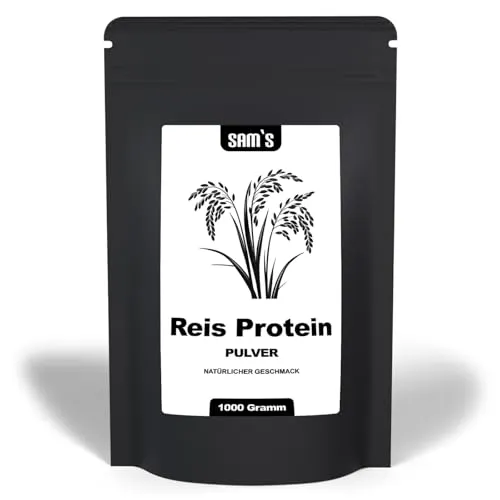 Reisprotein Pulver von SAM'S - Hochwertiges veganes Proteinpulver - pflanzliches Eiweißpulver - nicht aromatisierter Vegan Protein Pulver Geschmack - Made in Germany (Arttypisch/neutral, 1000g)